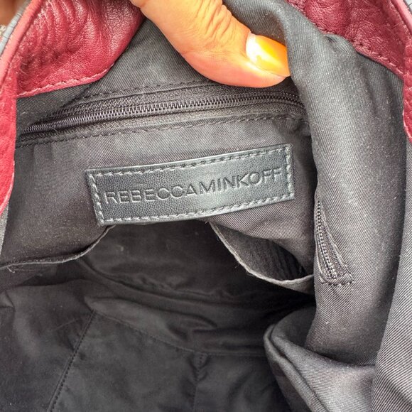 Rebecca Minkoff Burgundy Pebbled Leather Hobo Shoulder Bag - Picture 10 of 16